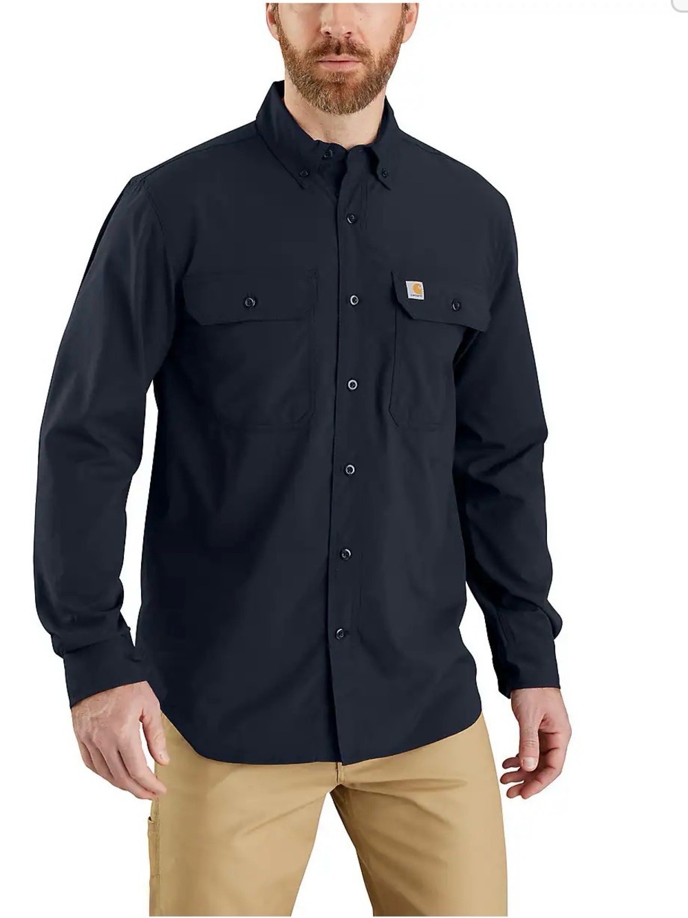 Carhartt Men’s Force Sun Defender Chambray Relaxed LS Shirt Size 2XL NAVY 105291